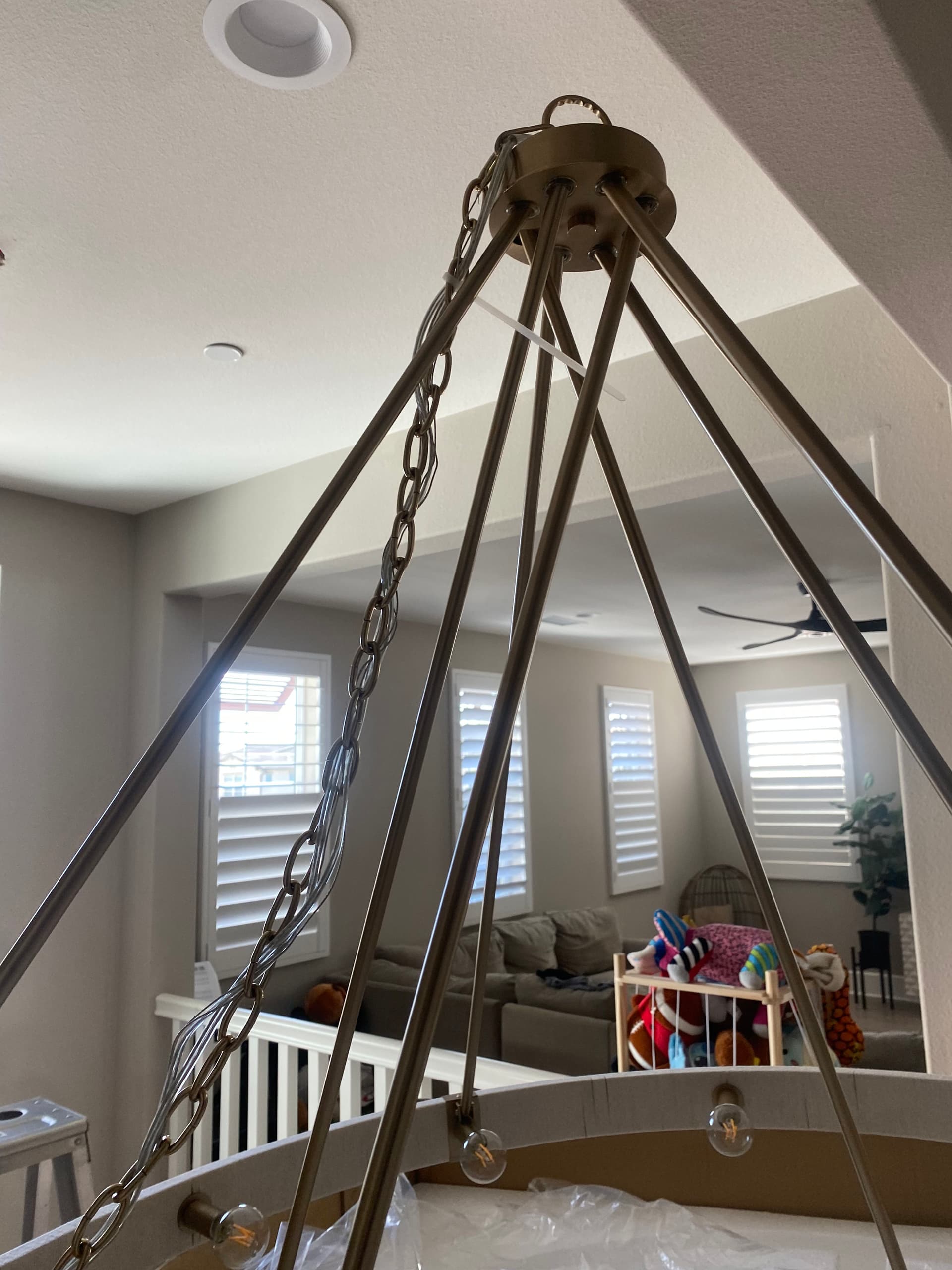 Gallery photos for Chandelier Installation on a 20-Foot Ceiling Done Right: Image #1