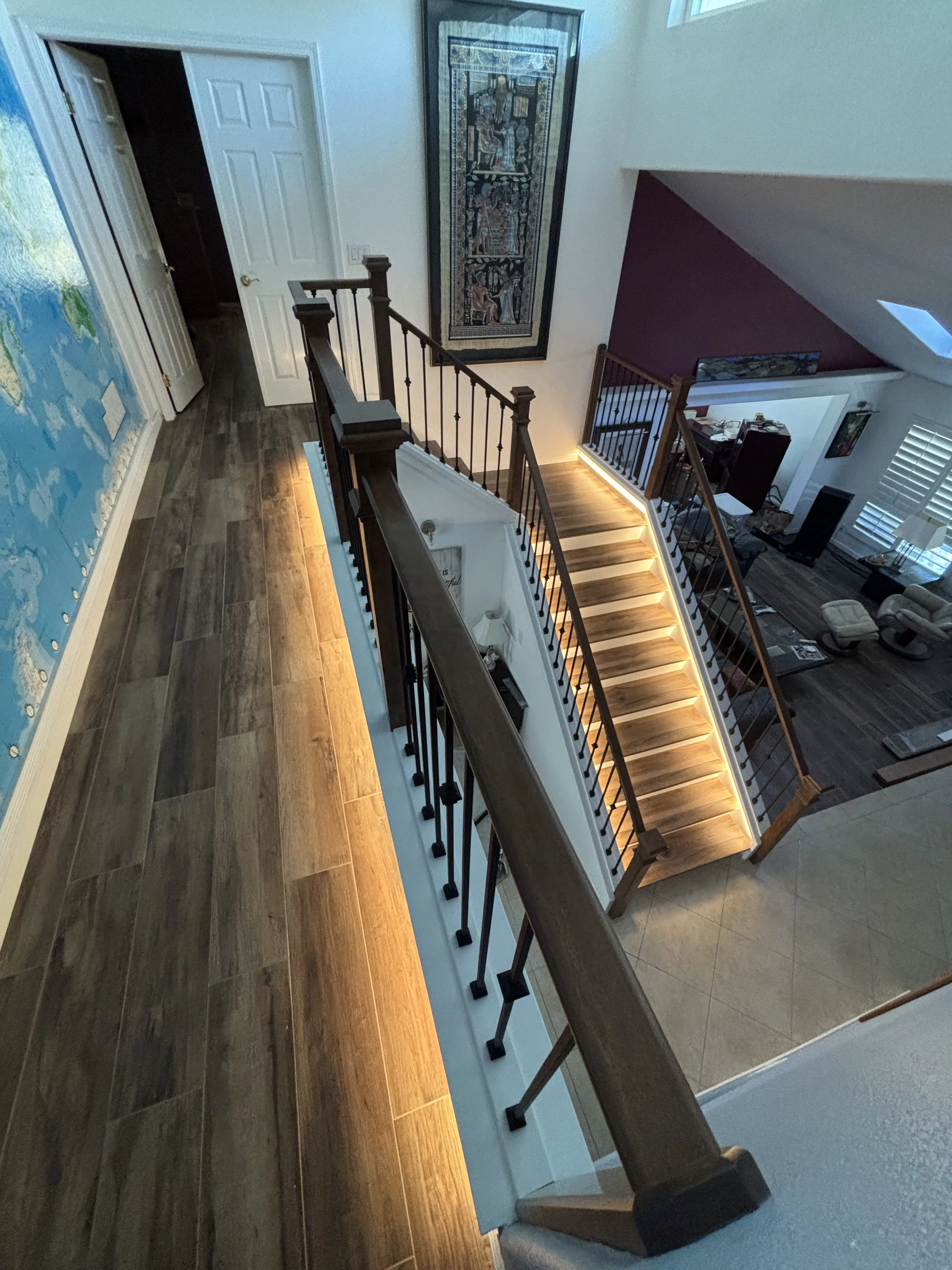 Project Dimmable LED Tape Lighting Installed in Stair Diffuser Channels image