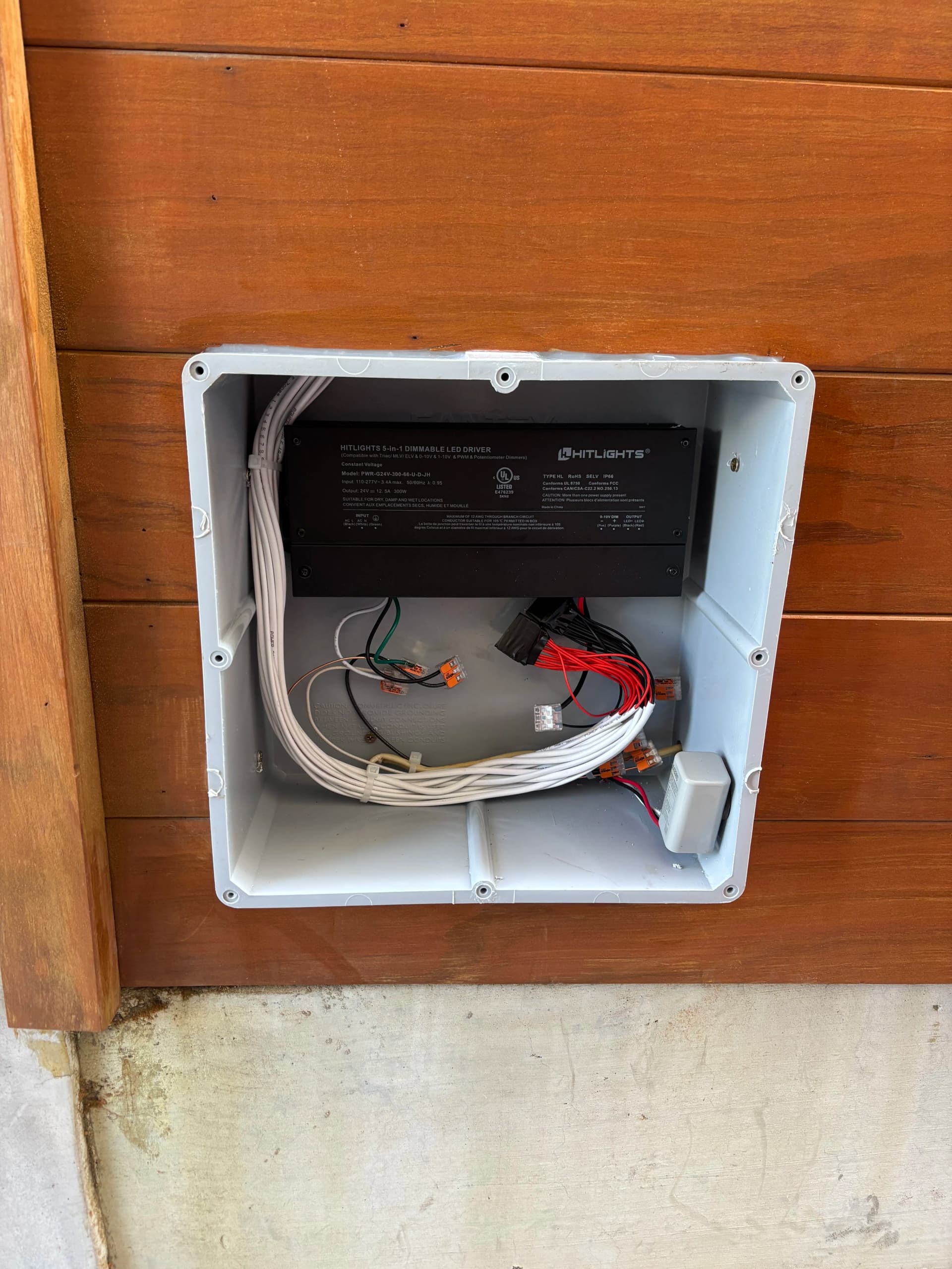 Gallery photos for 24V Waterproof LED Tape Light Install on Outdoor Wood Feature Wall: Image #1
